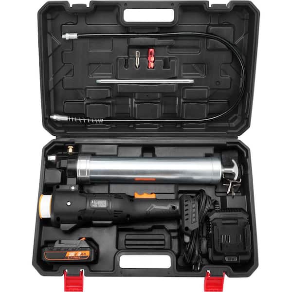 20-Volt 10,000 PSI 39in. Long Hose Cordless Grease Gun, Electric Grease Gun Kit High Pressure Battery Powered Grease Gun