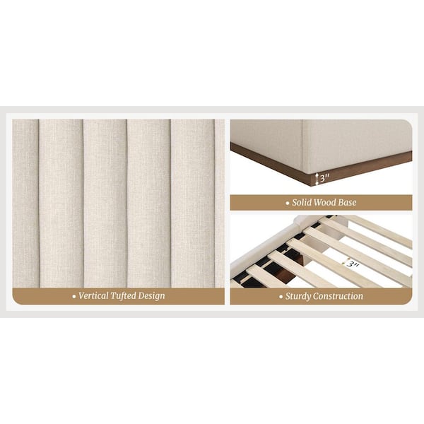 OrangeOne Buzio Dark Beige Solid Wood Frame King Size