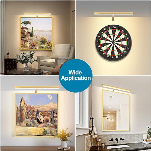 ArtGlow Gold Finish LED Picture Light, 16 in. Adjustable Art Light for Paintings, 1-Pack