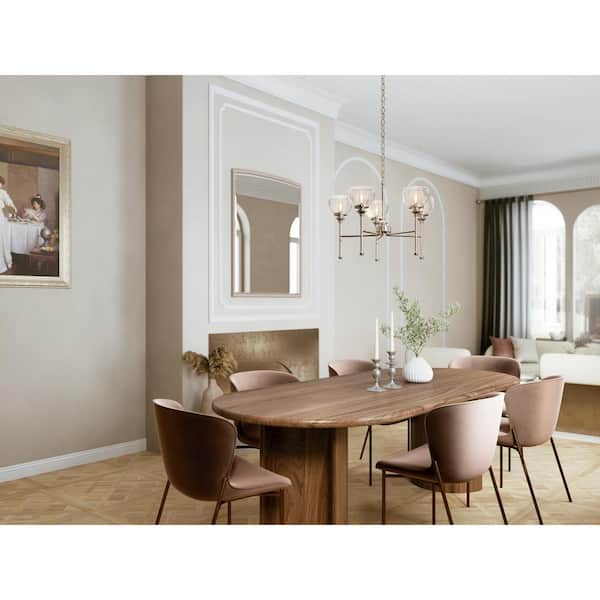 KICHLER Lecelles 24.53 in. 5-Light Polished Nickel Traditional Shaded Round Chandelier for Dining Room