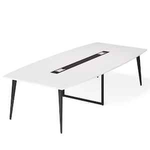 Cassey 94.4 in. Rectangle White Engineered Wood Computer Desk Conference Table Meeting Seminar Table