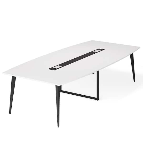 Tribesigns Cassey 94.4 in. Rectangle White Engineered Wood Computer Desk Conference Table Meeting Seminar Table
