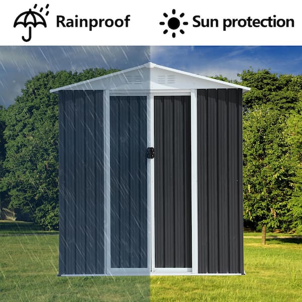 Grey 6 ft. W x 9 ft. D Outdoor Waterproof Metal Storage Shed