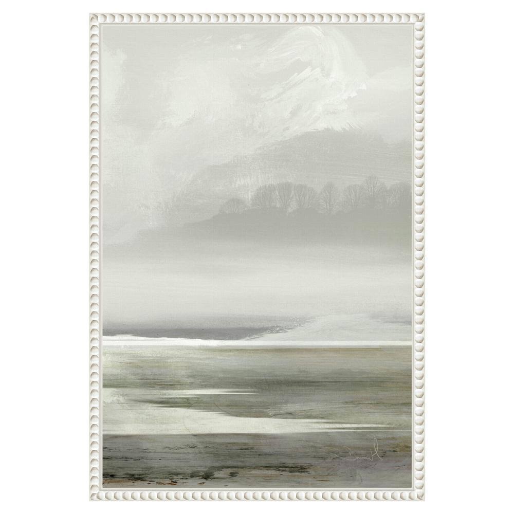 Serene Abstract Landscape Beaded Framed Canvas Wall Art