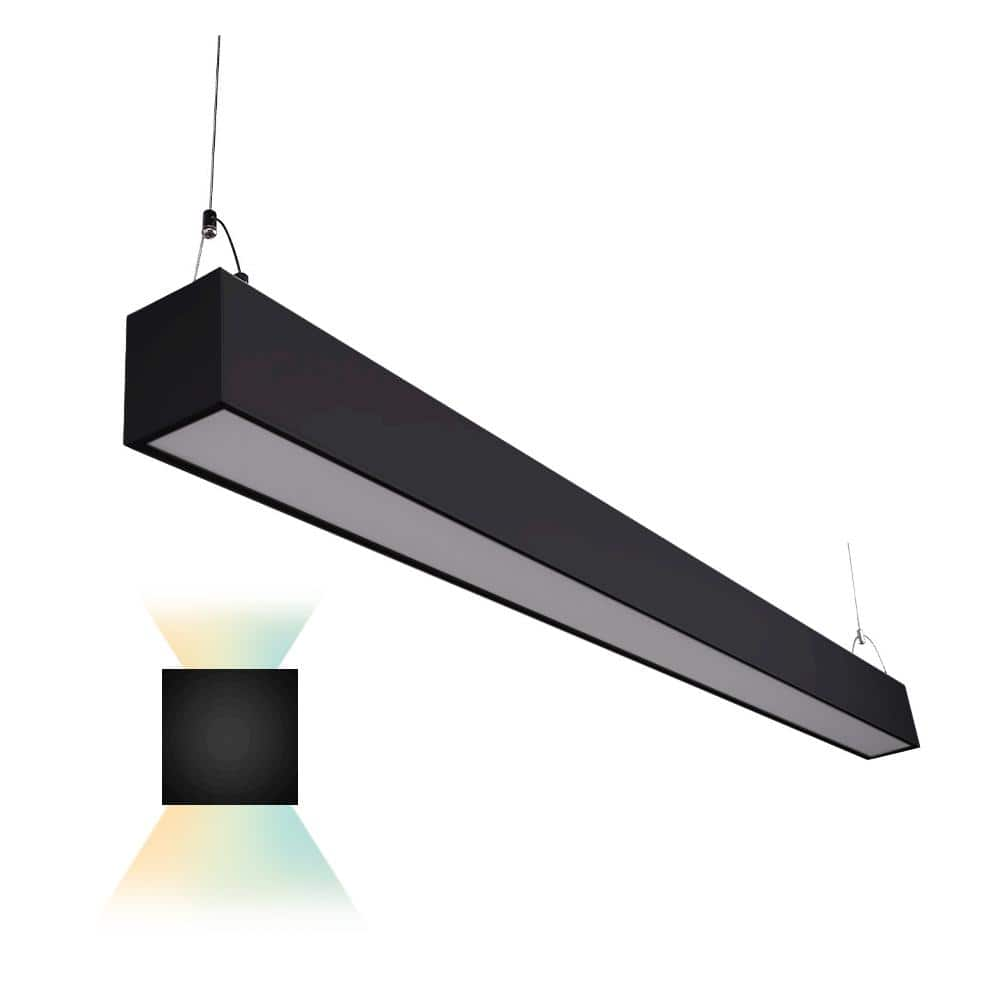 Euri Lighting 4 ft. 50-Watt Integrated LED Dimmable Black Up and Down Suspended Shop Light 3 CCT Selectable Dual Switch