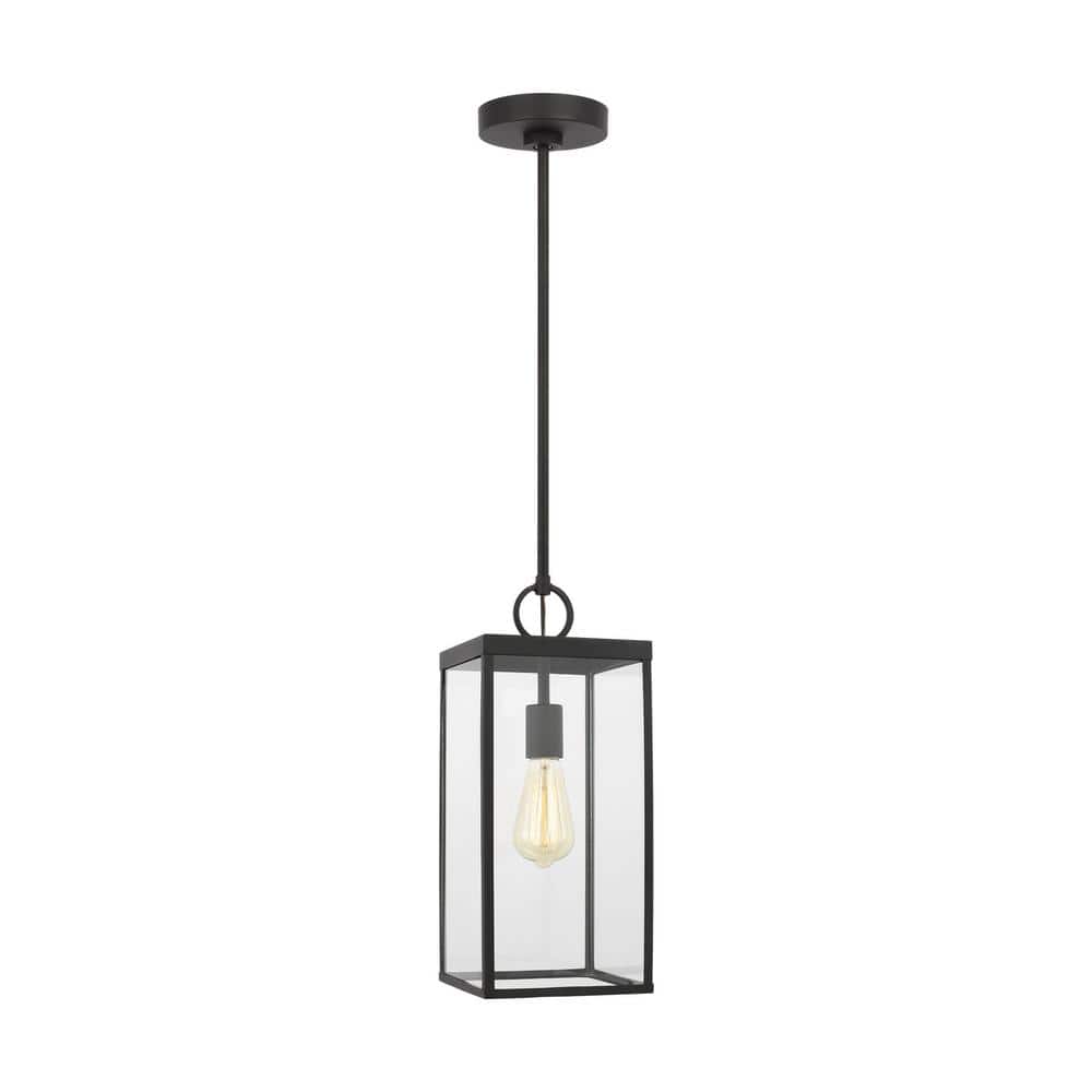 Howell 16.5 in. 1-Light Textured Black Dimmable Outdoor Pendant Light with White/Clear Glass Shade and No Bulbs Included price history on PriceWatchPro