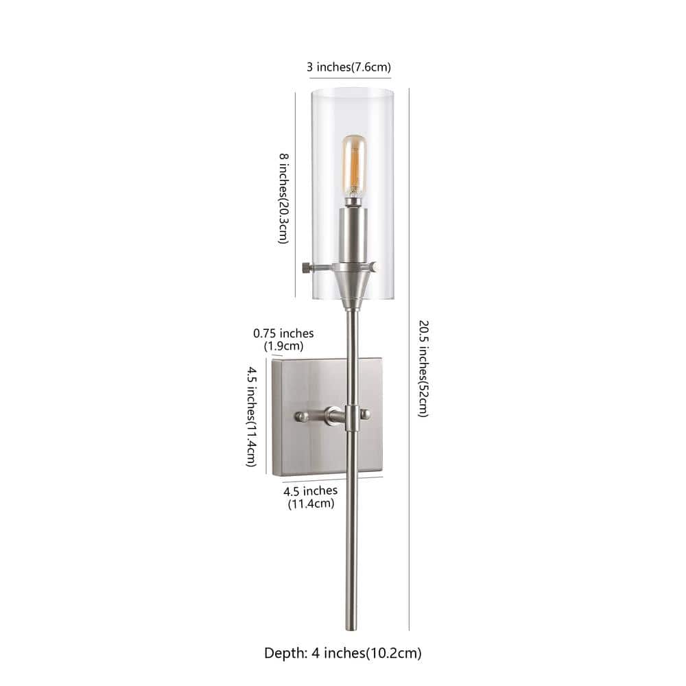 Cato Brushed Nickel LED Vanity Light with Clear Glass Shade