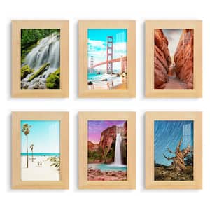 Woodgrain 5 in. x 7 in. Natural Wood Picture Frame (Set of 6)