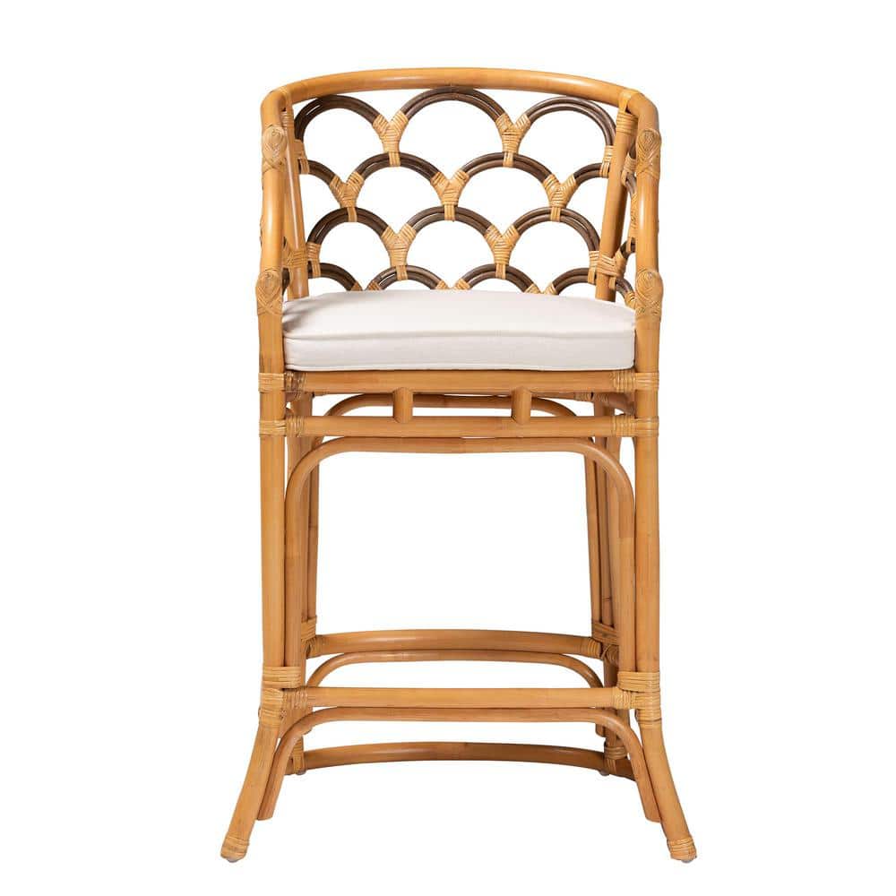 Veneto Light Honey and Dark Brown Rattan Bar Stool