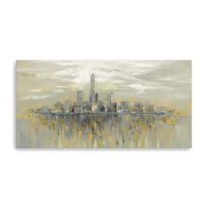 Victoria Manhattan City Skyline by Silvia Vassileva 1-Piece Giclee Unframed Architecture Art Print 60 in. x 30 in.