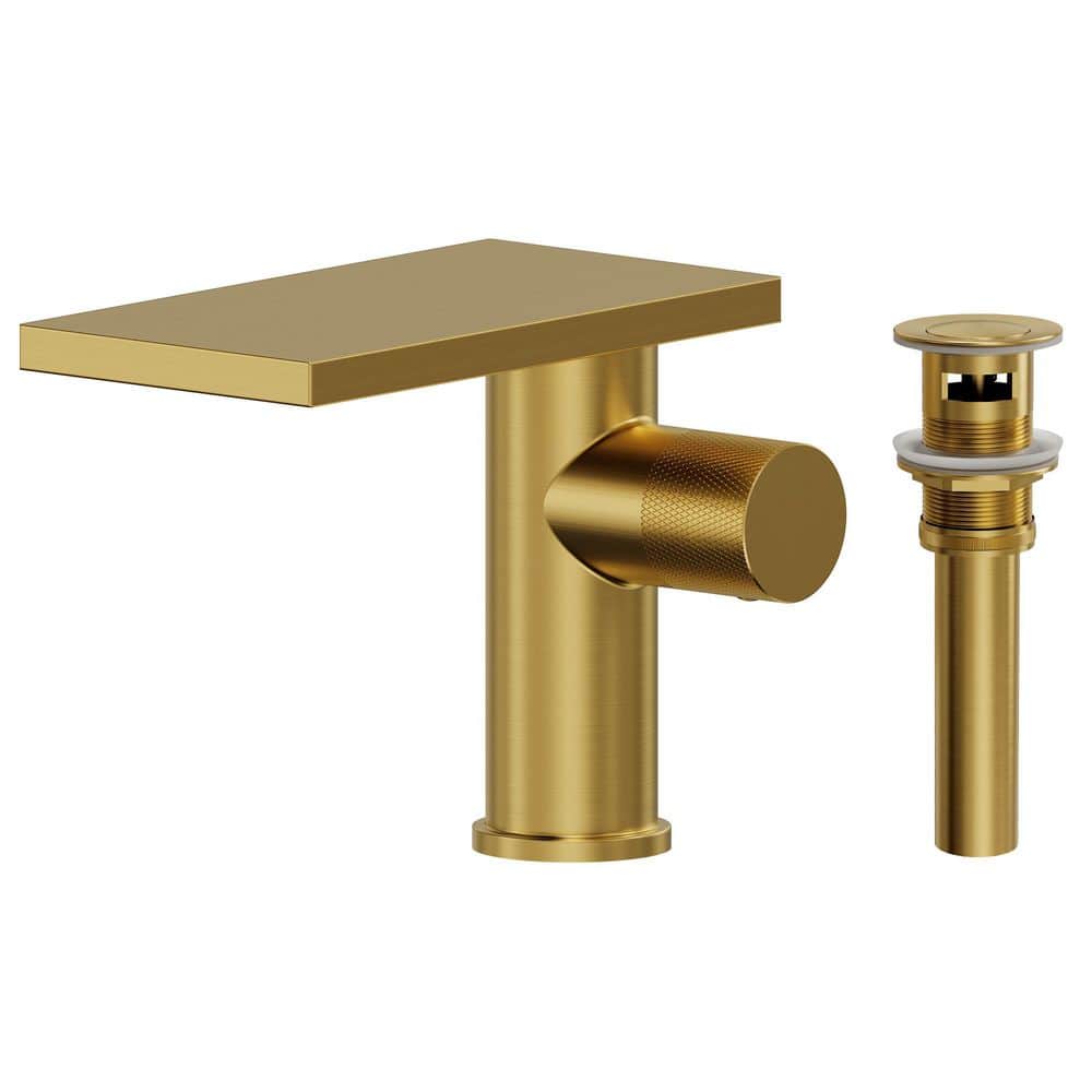 6 in. H Waterfall 1-Handle Single Hole Bathroom Sink Faucet with Towel Rack and Pop-Up Drain 1.2 GPM in Brushed Gold price history on PriceWatchPro
