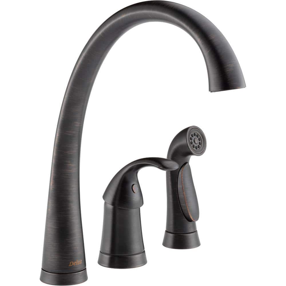 Delta Pilar Waterfall Single Handle Standard Kitchen Faucet With Side Sprayer In Venetian Bronze 4380 Rb Dst The Home Depot