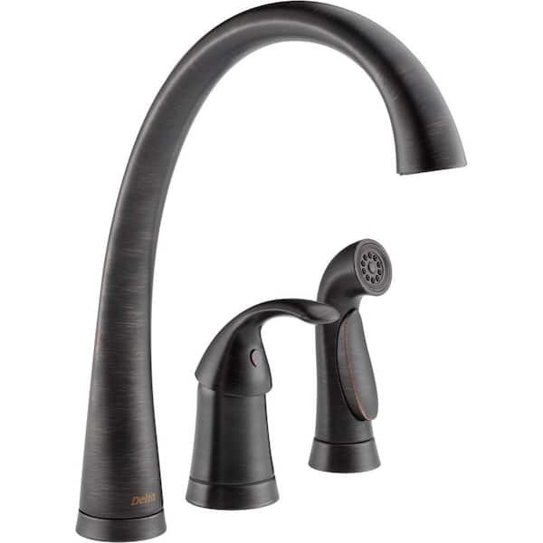 Delta Pilar Waterfall Single-Handle Standard Kitchen Faucet with Side Sprayer in Venetian Bronze