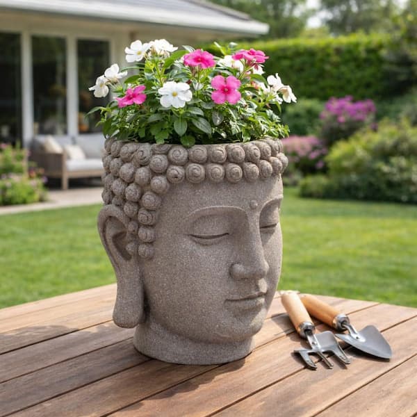 Sagebrook Home Gray Buddha Head Planter