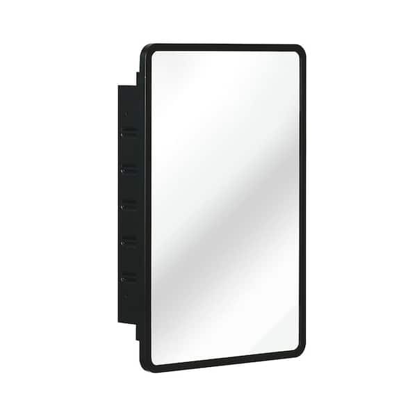 Black 16 in. W x 24 in. H Farmhose Rectangle Iron Framed Mirror Wall Mirror Vanity Mirror