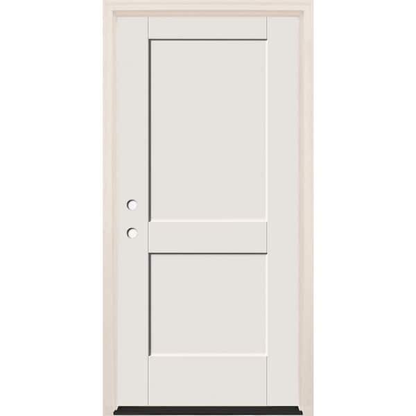 Builders Choice 32 in. x 80 in. 2 Panel Right-Hand Unfinished Fiberglass Prehung Front Door with 4-9/16 in. Frame and Bronze Hinges