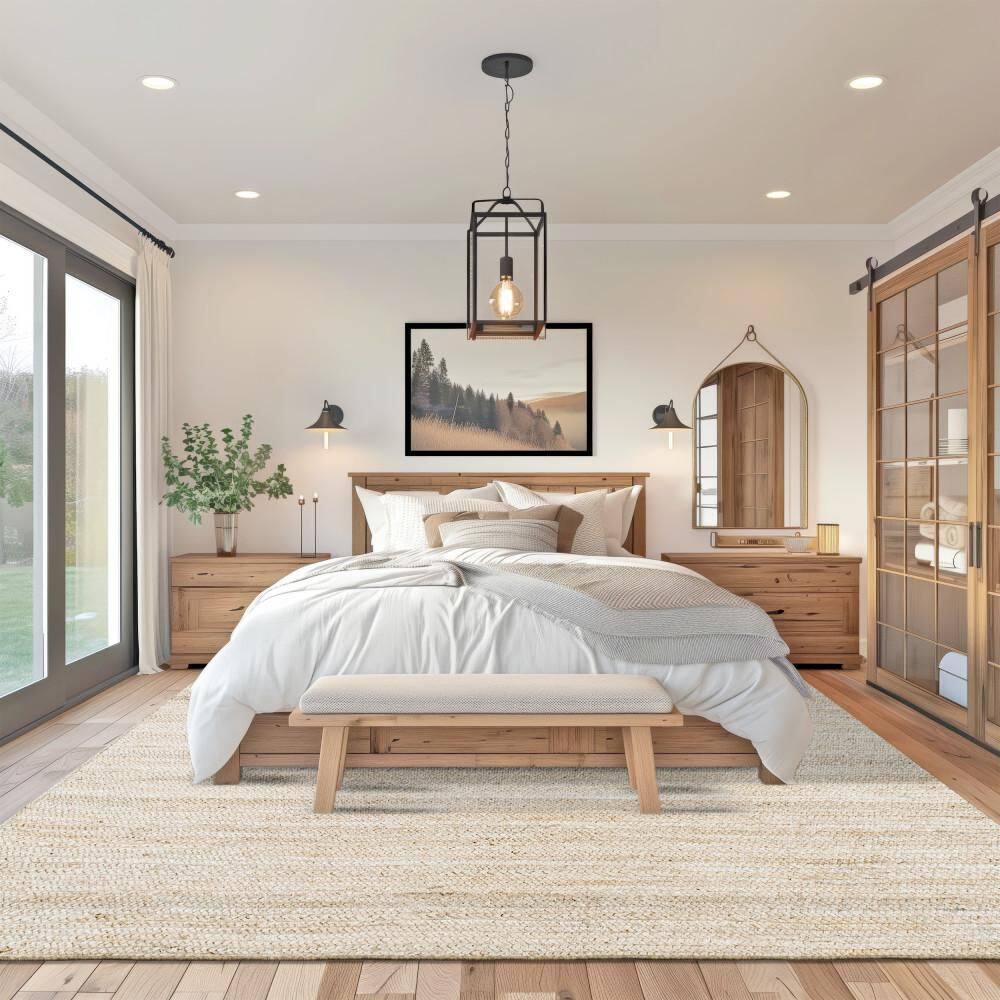 Handmade Off-White Braided Jute Rectangular Area Rug