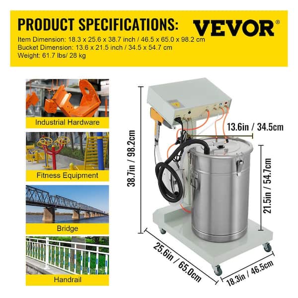 VEVOR 40-Watt 50L Electrostatic Powder Coating Machine with