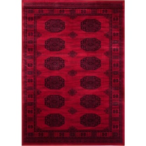 Sonoma Bijan Red and Black 5 ft. 3 in. x 7 ft. 6 in. Border Viscose Area Rug