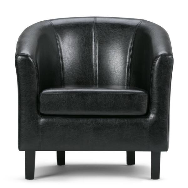 black faux leather tub sofa