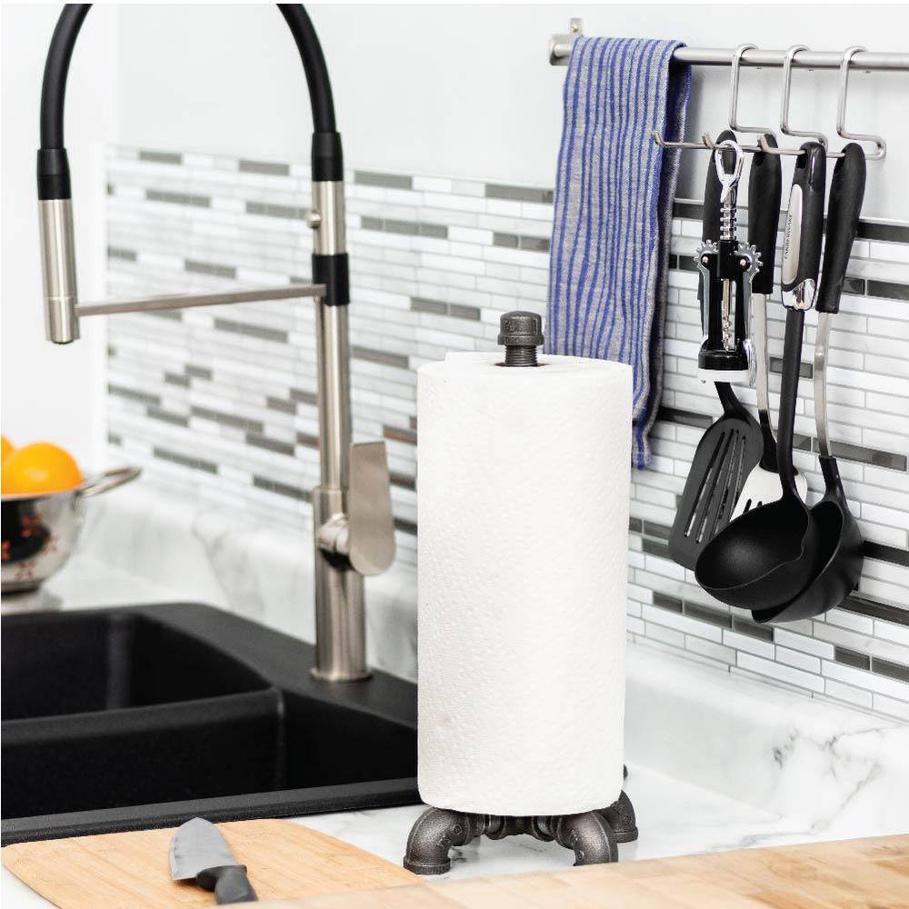 Industrial Black Cast Iron Pipe Paper Towel Holder