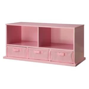 37 in. W x 17 in. H x 16 in. D Pink Stackable Shelf Storage Cubbies with 3-Baskets
