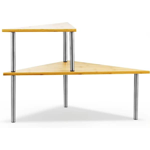 Cook N Home Stainless Steel Bamboo Triangle Corner Storage Shelf