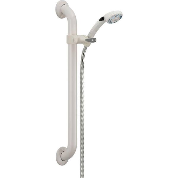 Delta 2-Spray 4 in. Hand Shower with Adjustable Grab Bar in White