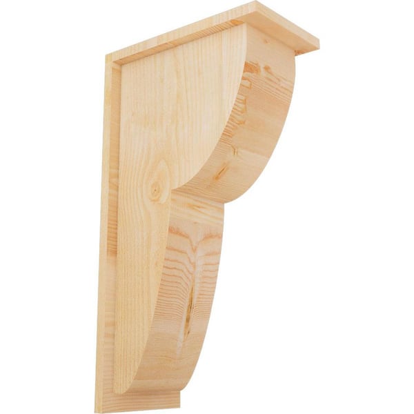 Ekena Millwork 8 in. x 14 in. x 26 in. Douglas Fir Crestline Rough Sawn Corbel with Backplate