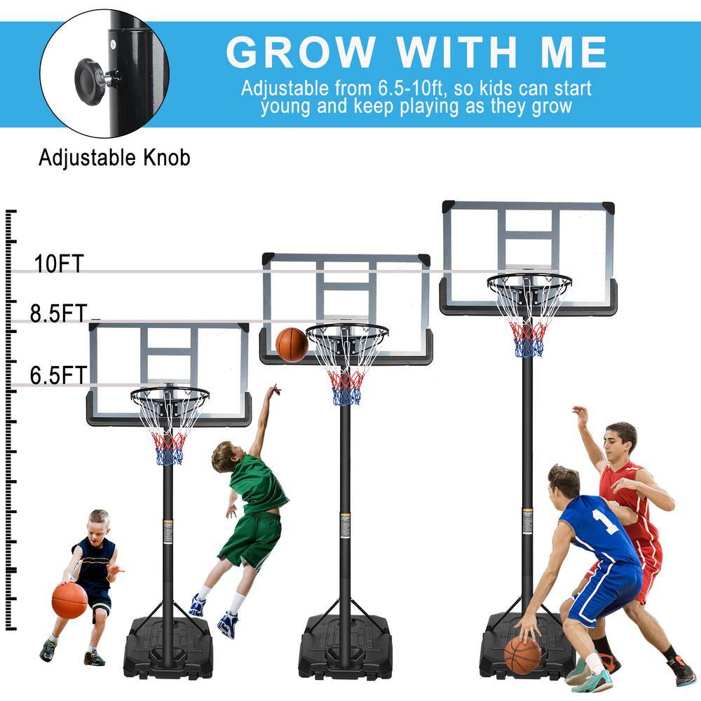 44" Adjustable Portable Basketball Hoop with Polycarbonate Backboard