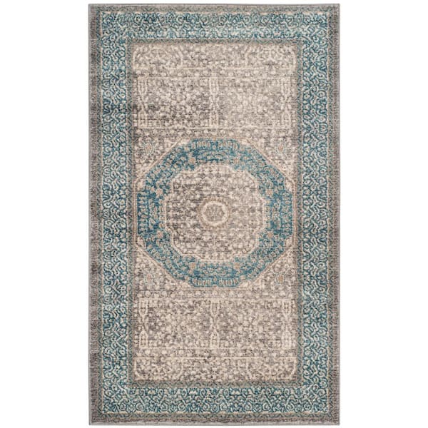 SAFAVIEH Sofia Light Gray/Blue Doormat 3 ft. x 5 ft. Border Area Rug