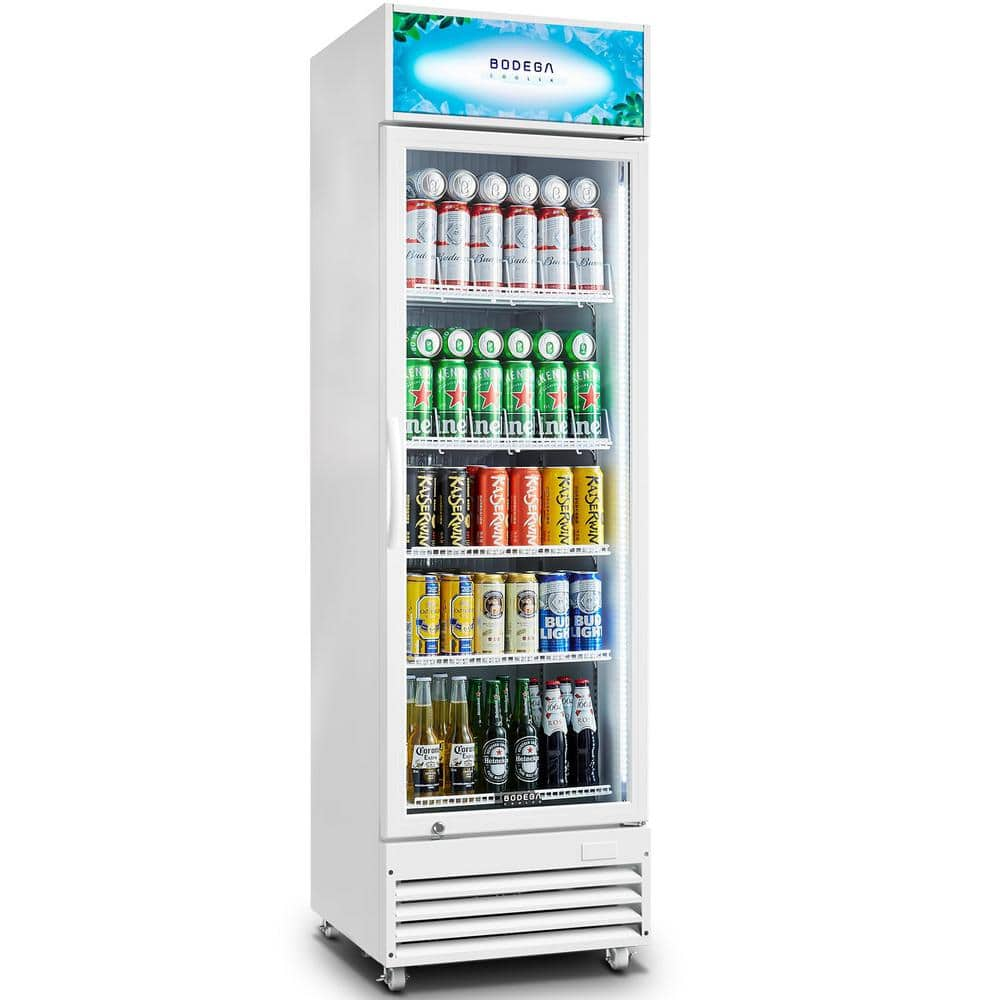 BODEGA 22.7in 12.5 cu. ft. 420 Cans Commercial Upright Display Refrigerator Glass Door Beverage Cooler in White