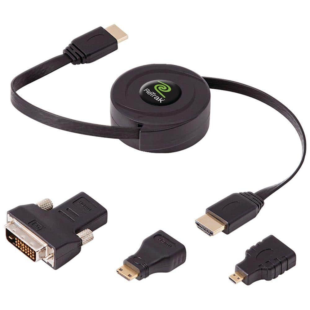 lort bureau Fjernelse Retrak 5 ft. Standard HDMI Cable with Mini, Micro and DVI Adapters  ETCABLEHDM - The Home Depot