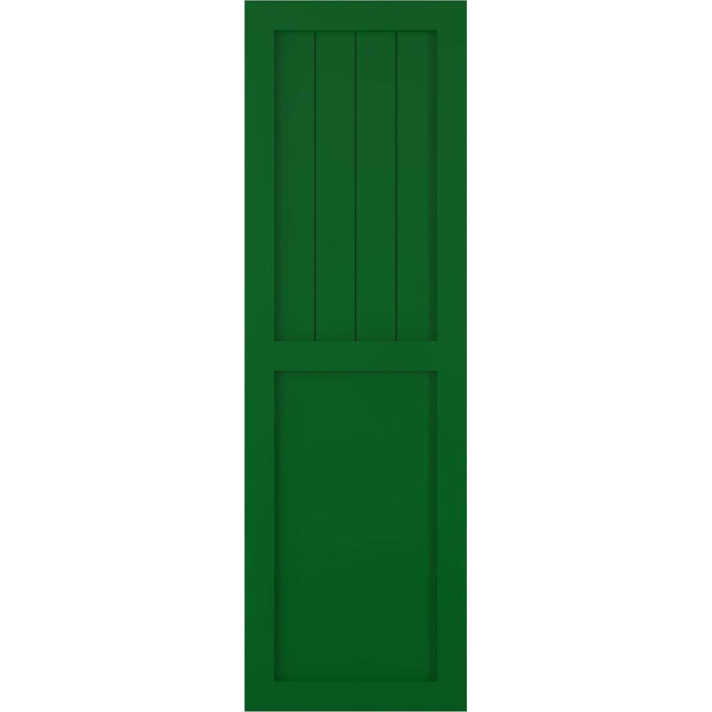 12 in. x 63 in. True Fit PVC Farmhouse/Flat Panel Combination Fixed Mount Board and Batten Shutters in Viridian Green price history on PriceWatchPro