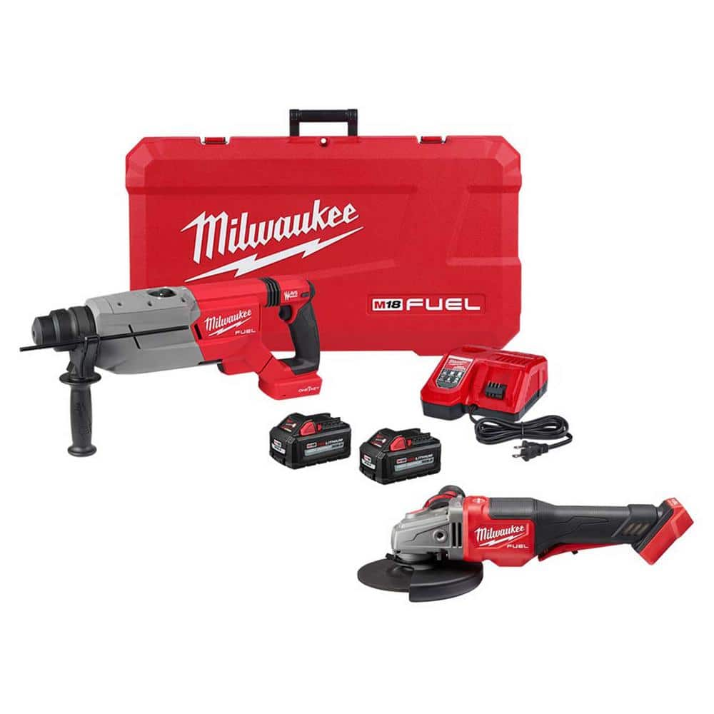 M18 FUEL ONE-KEY 18V Lithium-Ion Brushless Cordless 1-1/4 in. SDS-Plus D-Handle Rotary Hammer Kit with M18 FUEL Grinder -  Milwaukee, 2916-22-2980-20