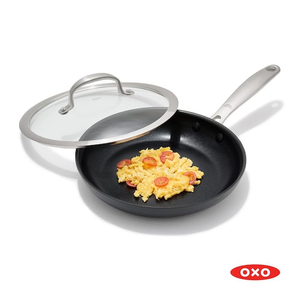 OXO Good Grips 9.5 in. Hard-Anodized Aluminum Nonstick Skillet in Gray with  Glass Lid CC002663-001 - The Home Depot