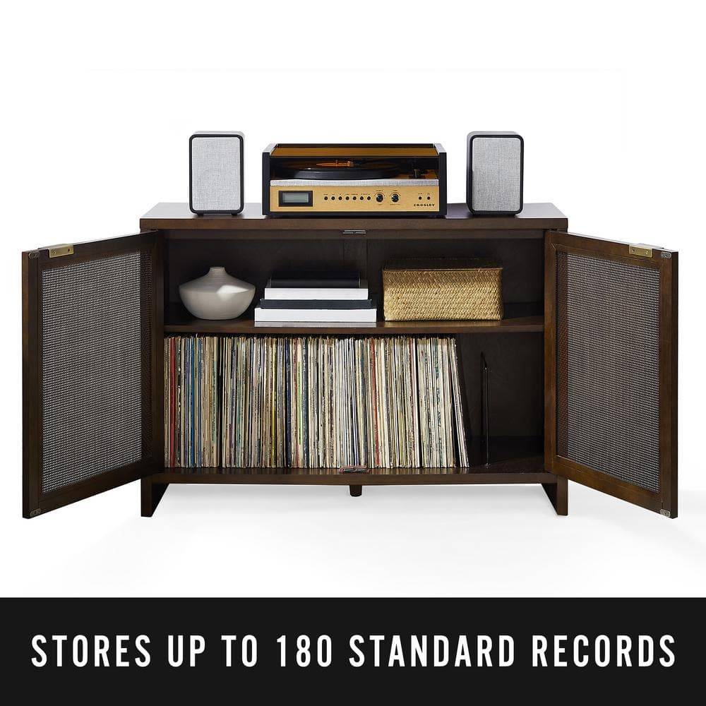Kenji Handwoven Poly-Rattan 40'' Brown Media Console with Vinyl Storage