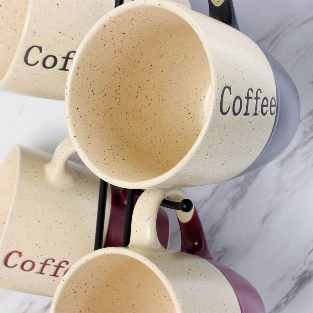 Speckled Ceramic 12 oz Coffee Mug Set with Stand