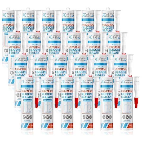 AG320 10.15 oz. Transparent Clear 100% Silicone Sealant, Fast Cure, Semi Permanent Flexible Caulk (24 pack)