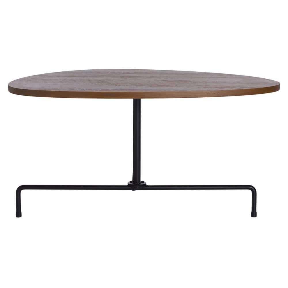 Bauhaus Influence Walnut & Black Metal Tripod Coffee Table
