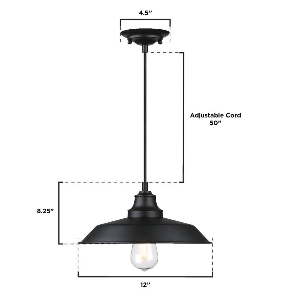 Matte Black Vintage Industrial Metal Pendant Light