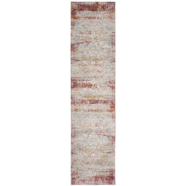 SAFAVIEH Aria Red/Cream 2 ft. x 8 ft. Border Runner Rug