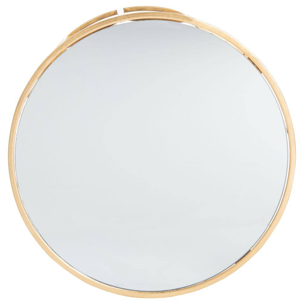 Transitional Gold Leaf Iron Base Round Mirrored Accent Table