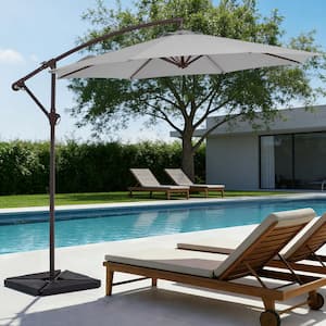 14 foot cantilever patio umbrella weaxty 14-ft Steel Beige No-tilt Market Patio Umbrella with Base in the Patio  Umbrellas department at Lowes.com