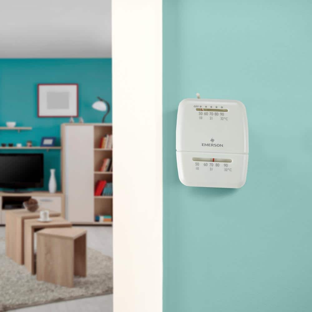 White Rodgers Rectangular White Mechanical Heating Thermostat