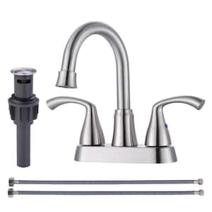 4 in. Centerset Double Handle High Arc Bathroom Faucet in Brushed Nickel