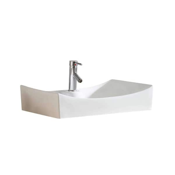 FINE FIXTURES 26" L in x 18" W in Modern White Vitreous China Rectangular Vessel Sink