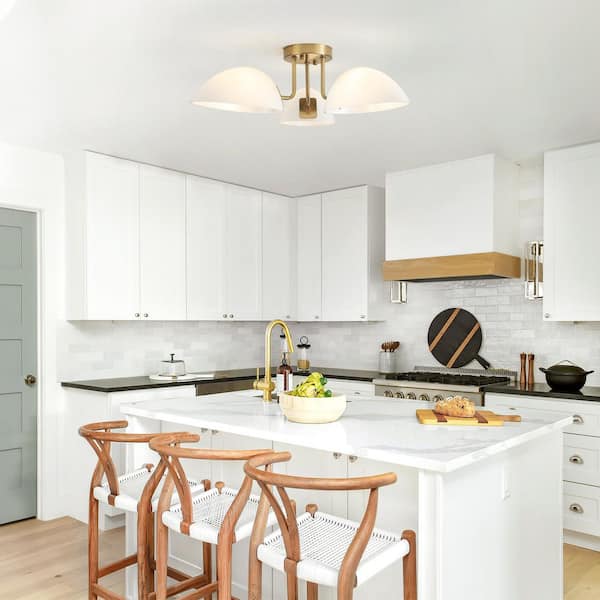 ADSENSTY 20.66 in. 3-Light Brass Semi Flush Mount Ceiling Light