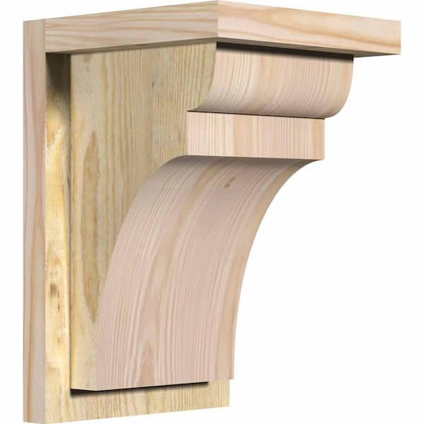 Ekena Millwork 8 in. x 8 in. x 12 in. Douglas Fir Yorktown Rough Sawn Corbel with Backplate
