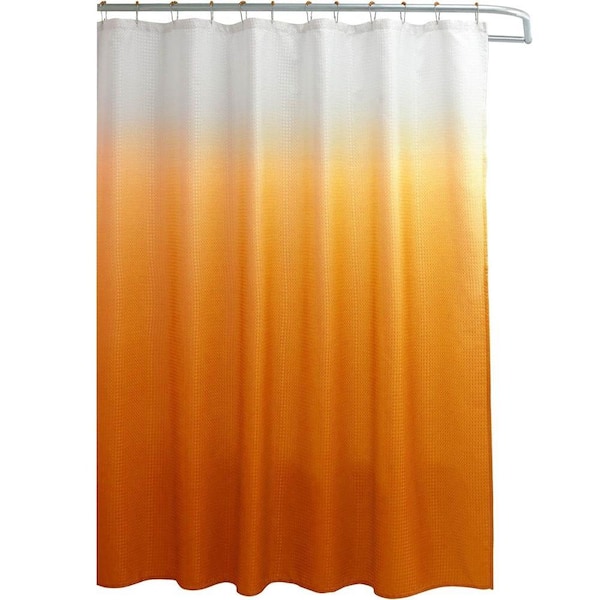 Washable 70 in. W x 72 in. L Fabric Textured Shower Curtain with 12 Easy Glide Metal Rings in Dark Grey Ombre